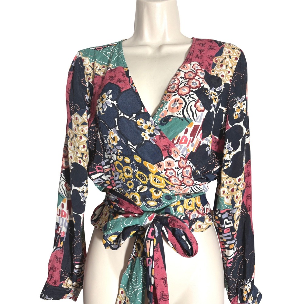 Kachel X Anthropologie Cecily Wrap Silk Blend Blouse sz 6 MSRP $170‎ Excellent!